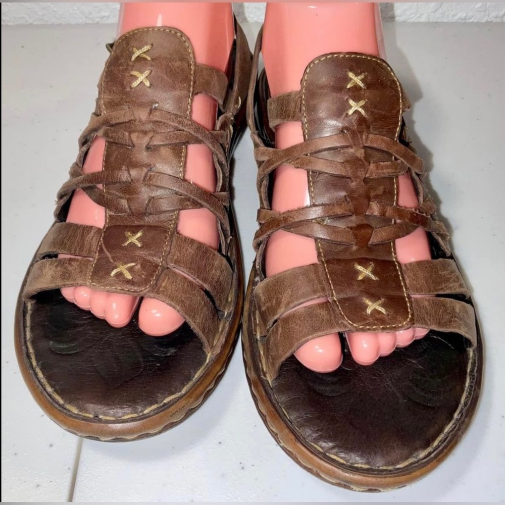 Born Women Morocco Strappy Mocha Comfort Leather Sandals shoes sz 10/42